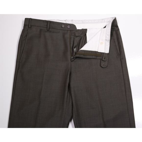 Zanella Todd Dark Green Flat Front Wool Dress Pants Trousers 38x26 - Picture 5 of 7
